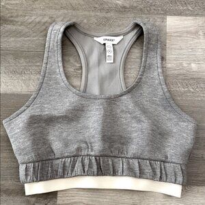 SPANX Racerback Sports Bra Wireless Small Heather Gray White Racerback Modal